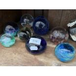 8 glass paperweights including Selkirk Glass ‘Electra’, Caithness, controlled bubble etc.