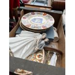 A mixed lot including Nao figurine, Wedgwood calendar plates and collectors plates, Coalport Borough