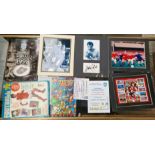 A collection of sporting ephemera including signed photographs, Tom Finney, John Conteh, 1998