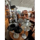 Three items of furniture; an Art Deco chrome and glass ashtray stand, a chrome and pespex display