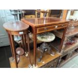 An Edwardian inlaid mahogany side table, a corner cabinet and an Edwardian inlaid mahogany