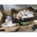 Three boxes of various ceramics
