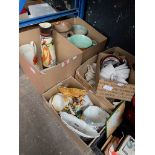 4 boxes of miscellaneous ceramics, china, Goebel figure, Shelley Trio, etc.