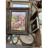 A box of original works by R H Fawkes, watercolours, still life of flowers, 8 in total, all framed