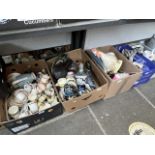 Four boxes of ceramics and metalware