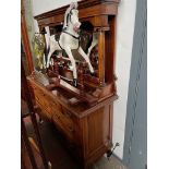 An Edwardian mahogany mirror back sideboard, width 150cm.