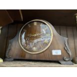 A vintage Smith's mahogany cased chiming mantle clock with pendulum but no key