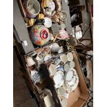 Four boxes of mixed ceramics including ornaments, ginger jar, cups and saucers, J Meakin,