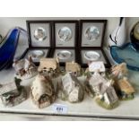 Lilliput Lane- 6 framed wall plaques and 10 small cottages