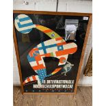 A 1953 International University Sports Week poster, 59cm x 83cm, together with associated medal