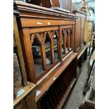 Various items of furniture; a Gothic style mahogany console table, wall sconces, bench, side cabinet