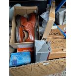 A box of 5 pairs boxed gents shoes, some appear unused. Makers include Bally, Samuel Windsor hand