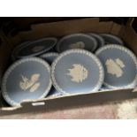 Wedgwood jasper ware Christmas plates 1977-1988 and 1999 (13 plates)