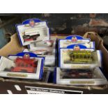 A box of die-cast model vehicles.