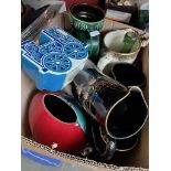 A box of various ceramics to include Poole Pottery, Carltonware, West German vase and Tolston, etc.