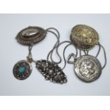 A mixed lot of hallmarked silver and white metal comprising a hallmarked silver backed miniature