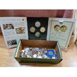A collection of UK and world coins including WWI Centenery commemorative coin set, US coins,