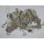 A collection of mainly silver chains and pendants, gross wt. 85g.