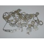 A group of four Thomas Sabo silver chains with various pendants together with a fine bracelet and 16