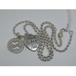 A Gucci boule silver chain with pendants, marked 925, gross wt. 23.4g, length 44cm.