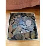 A tray of assorted GB copper coins to include old pennies (Victoria, Edward VII & George V) etc.