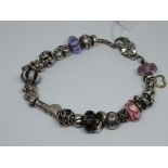 Trollbeads silver charm bracelet, gross wt. 74.2g, length 24cm.