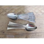 Two sets of silve spoons: Victoria set of six by Emanuel Brothers (Harry Emanuel) London 1858 and