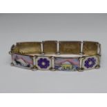 A Norwegian silver and enamel bracelet by David Anderson.