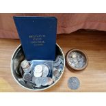 A tin of assorted GB coins to include silver threepences, 1890 crown, threepences, sixpences &