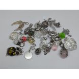 A collection of mainly silver charms including Trollbeads etc. gross wt. 72g.