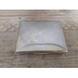 A George V cedar lined silver cigarette box, green leather padded base, Sampson Mordan & Co,