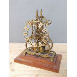 A fusee skeleton clock movement, height 29cm.