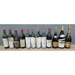 A crate of assorted Red & white wine, 1970s to 1990s, 12 bottles.