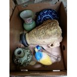 A box of assorted items including Beswick, Denby etc.