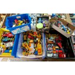 6 boxes of various toys to include assorted diecast (Corgi & Dinky etc.), modern construction