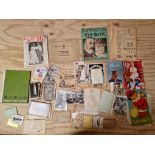 A box of mixed ephemera comprising postcards, photographs, Royal ephemera, comics, etc.