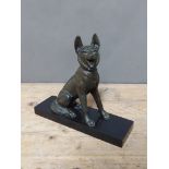 An Art Deco bronzed spelter figure of a dog on black slate base, height29cm.