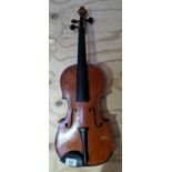 A Czechoslovakian Stradivarius copy violin, two piece back, length 360mm