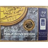 Elizabeth II half sovereign, 2000, in Royal Mint presentation card.
