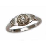 A hallmarked 18ct white gold single stone diamond ring, gross wt. 3.2g, size N.