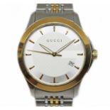 A Gucci bi-metal quartz wristwatch, circa early 2000s, diam. 38mm, ref. 126.4, signed two tone and