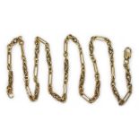 A 9ct gold fancy and oval link chain, lobster claw clasp, sponsor 'PJ', Birmingham 1998, length