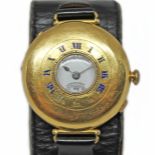 A Longines 18ct gold half hunter trench type wristwatch, circa 1920s, diam. 34mm, signed white