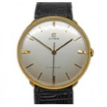 A Cyma Cymaflex 9ct gold wristwatch, circa 1960s, case diam. 34mm, manual wind 17 jewel movement,