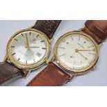 Two hallmarked 9ct gold wristwatches: Rotary & Tissot, diam. 33mm, leather straps. Condition -