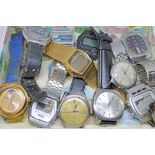 A quantity of mainly electronic watches including digital, Swatch, Cambio, Casio, Timex, Seiko etc.