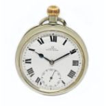 An Omega WWI era open faced pocket watch, diam. 52mm, crown wind and adjust, serial no. 5235601.