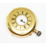 A ladies late 19th century keyless half hunter pocket watch, diam. 36mm, outer case marked 'K18',