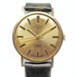 A Rotary 9ct gold wristwatch, circa 1970, case diam. 33mm, 17 jewel manual wind movement, leather