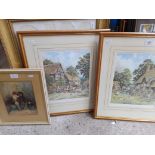 Pictures and frames including signed prints, a watercolour and two frames.